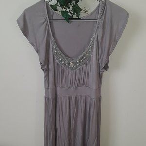 Bead Embellished Scoop Neck Dress